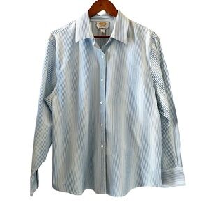 Talbots Wrinkle Resistant Long Sleeve Button Front Stripe Shirt Size 18